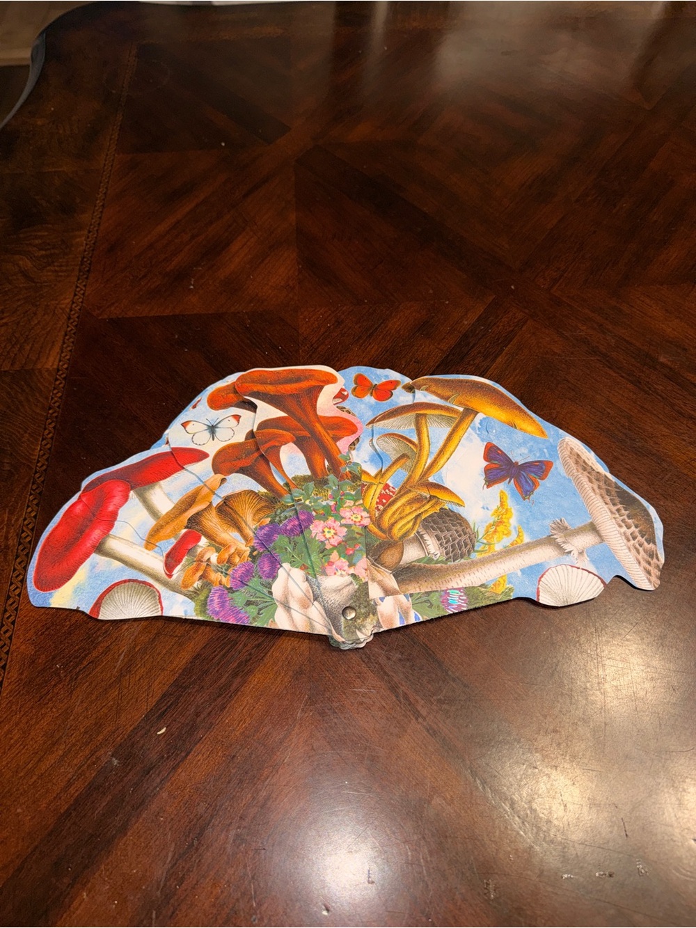 Women's Decorative Mushroom Print Fan Top - Multicolor